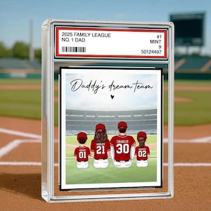 Baseball Dad Acryl Fotoblock, Custom Sammelkarte Geschenk für Vatertag 2025, personalisiertes Geschenk von Kindern oder Frau, Baseballspieler