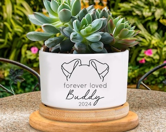 Personalized Dog Ear Memorial Gift Planter Forever Loved Dog Sympathy Gift Pet Memorial Keepsake