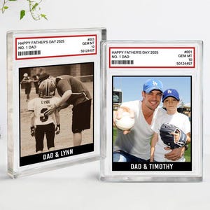 Presente personalizado para o Dia dos Pais, bloco de acrílico estilo carta colecionável, presente para pai com tema de beisebol, bloco de acrílico com foto personalizada, presente para marido
