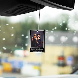 Personalised Photo Car Ornament Black Typewriter Style Hanging Car Polaroid Any Image Car Accessories Gift Idea First Car Charm Gift