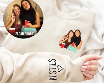 Personalized Outline Bestie Sweatshirt, Custom Photo Best Friend T-shirt, Soul Sister Sweater, BFF Best Friend Hoodie, Gift for Best Friend