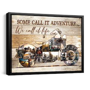 Cadeau moto, décoration murale moto, collage photo moto, toile d'art mural, cadeau pour petit ami, mari, idées cadeaux pour la fête des pères