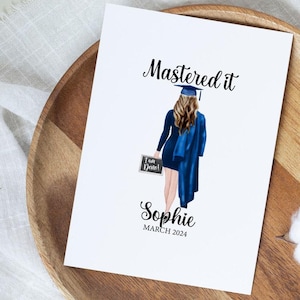 Carte de remise de diplôme de maîtrise personnalisée pour elle, cadeau de remise de diplôme de maîtrise personnalisé pour fille, carte de maîtrise, diplômé de maîtrise