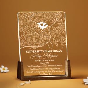 Plaque de remise des diplômes de carte scolaire personnalisée, veilleuse LED de carte de l'université personnalisée, cadeaux uniques pour diplômé, deuxième cycle du secondaire, lycée, remise des diplômes 2025
