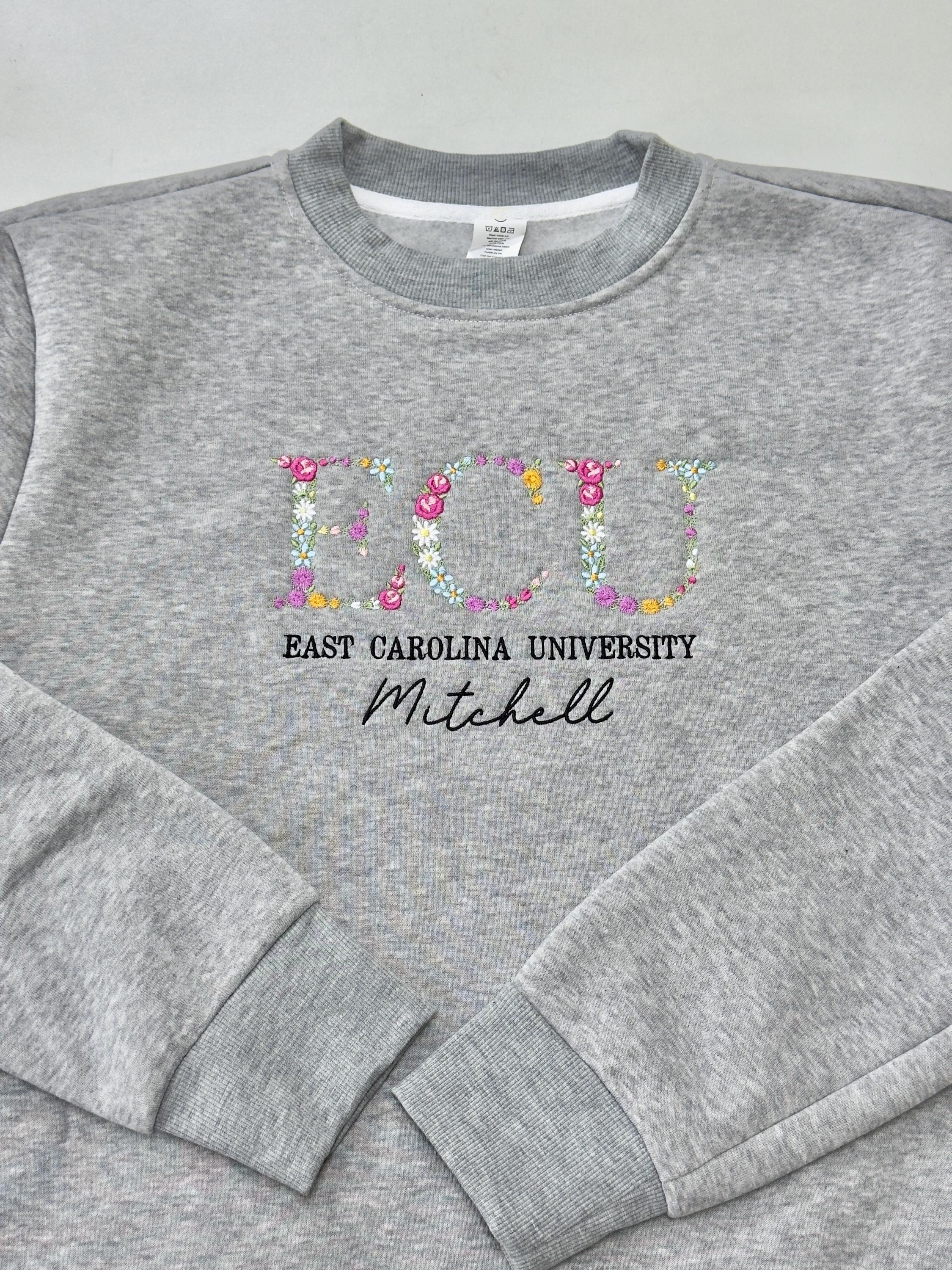 Embroidered College Floral Letter Sweatshirt Hoodie Embroidery