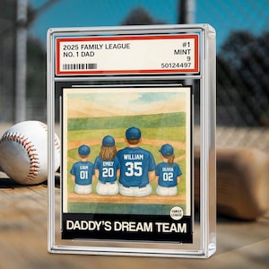 Bloque acrílico personalizado de tarjeta coleccionable de papá, hombre y niños, número 1 del béisbol, regalo para el Día del Padre 2025 para el esposo, placa del equipo de ensueño de papá