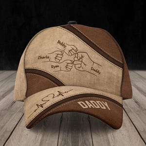 Fist Bump Daddy And Kids - Personalized Classic Cap - Gift For Father, Father&#39;s Day