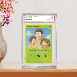 Blocco acrilico anime personalizzato per papà - Regalo per la festa del papà 2025, regalo con foto in stile carta collezionabile personalizzata per figli o moglie, il regalo migliore per papà.