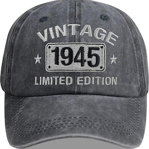 Cappelli da baseball blu vintage del 1945, regali per l&#39;80° compleanno per uomo e donna, cappellino da baseball personalizzato con ricamo per il nonno, regalo per il padre, vintage del 1945