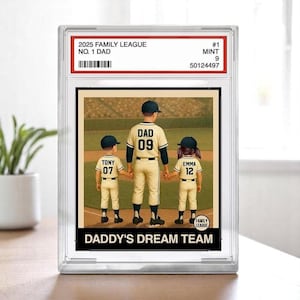 Benutzerdefinierte Baseball Dad & Kids Karte, No.1 Dad Acrylplakette, personalisiertes Vatertagsgeschenk, Sammelkartenstil-Anzeige, Geschenk für Ehemann