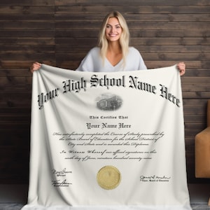 Manta de diploma personalizada para graduados, regalo de graduación de la escuela secundaria, obsequios de graduación significativos personalizados para personas mayores y graduados universitarios