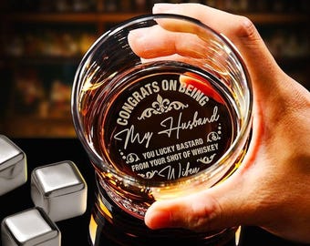 Congrats On Being My Husband Whiskey Glass - Personalized Engraved Whiskey Glass For Husband - Custom Anniversary Birthday Gift From Wife
