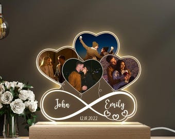 Infinity Love Heart Balloons Custom Photo - Personalized 3D LED Light - Gift For Couple