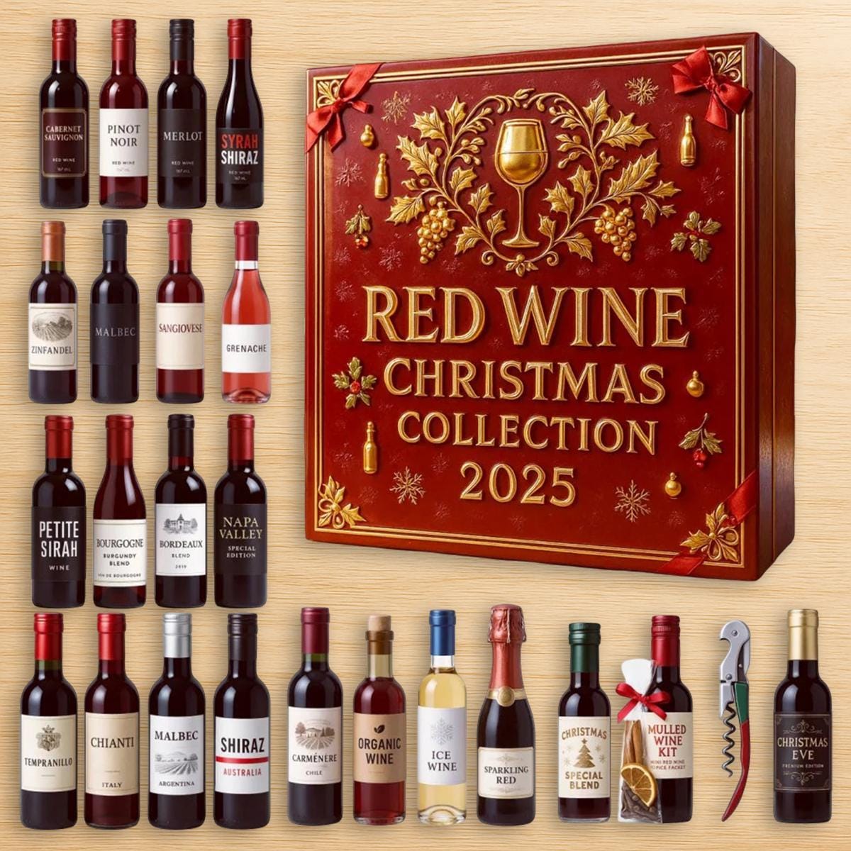 Discover Red Wine Advent Calendar 2025, Christmasred Wine Advent Calendar Christmas 2025, 24 Days Christmas Blind Box For Home Party Decor