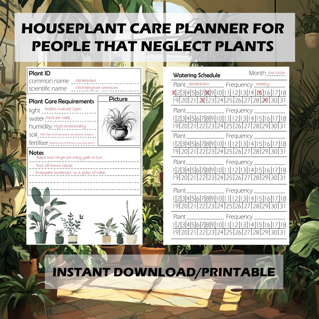 Houseplant Care Tracker Printable Plant Care Log Indoor Plant Care ...
