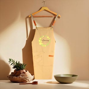 Avental de lona personalizado para mulheres, avental de jardinagem com alças ajustáveis, avental personalizado, avental personalizado com seu nome, avental de cozinha