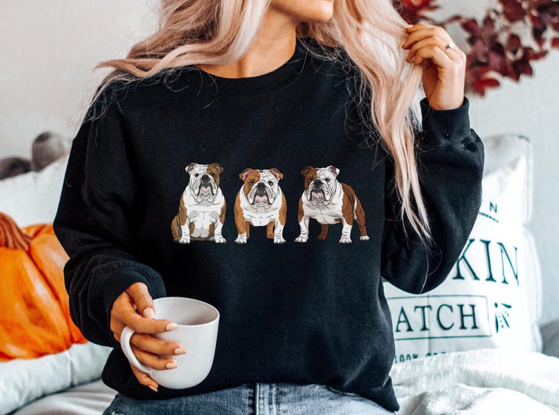 English Bulldog Sweatshirt Size S-5XL, Sweater Pullover Gift, Bulldog Pup Christmas Tee Shirt, Dog Memorial Keepsake, Mothers Day, Holiday image 10