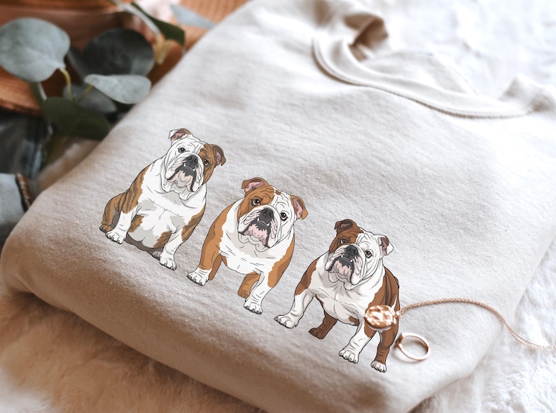 English Bulldog Sweatshirt Size S-5XL, Sweater Pullover Gift, Bulldog Pup Christmas Tee Shirt, Dog Memorial Keepsake, Mothers Day, Holiday image 1