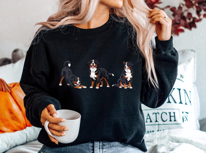 Berner sennenhund tröja storlek S-5XL, Berner sennenhund tröja gåva, husdjursminne, hundutställningspris t-shirt, valpars första jul bild 12