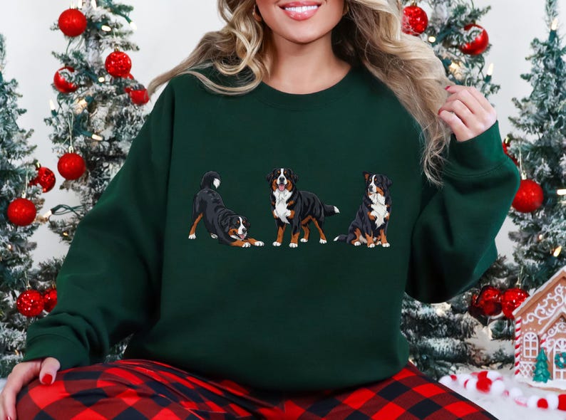 Berner sennenhund tröja storlek S-5XL, Berner sennenhund tröja gåva, husdjursminne, hundutställningspris t-shirt, valpars första jul bild 5