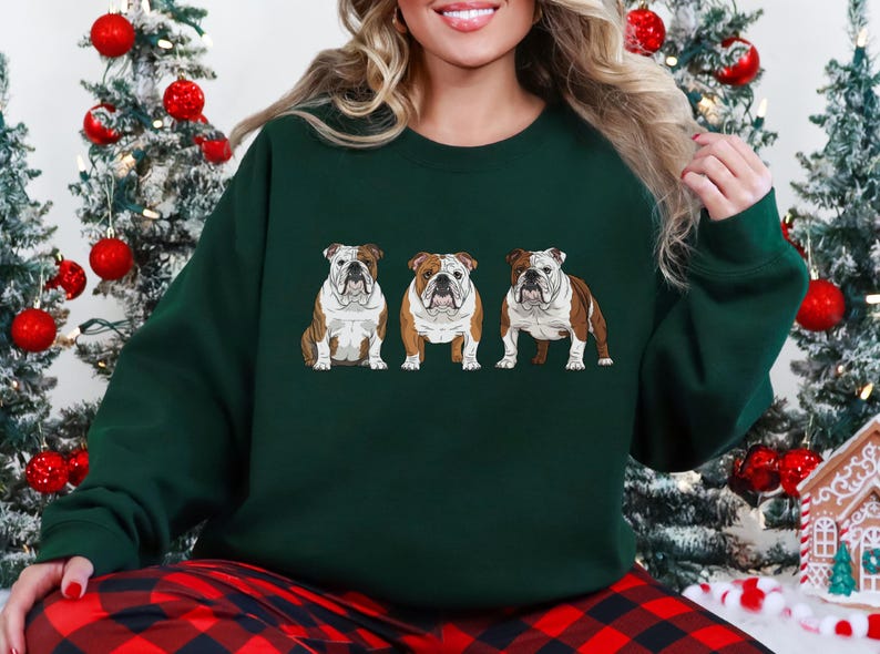 English Bulldog Sweatshirt Size S-5XL, Sweater Pullover Gift, Bulldog Pup Christmas Tee Shirt, Dog Memorial Keepsake, Mothers Day, Holiday image 6