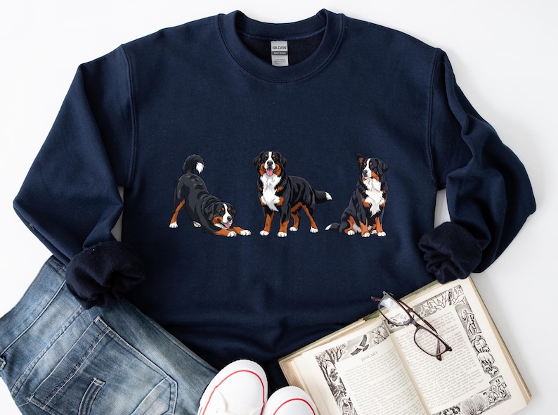 Berner sennenhund tröja storlek S-5XL, Berner sennenhund tröja gåva, husdjursminne, hundutställningspris t-shirt, valpars första jul bild 7
