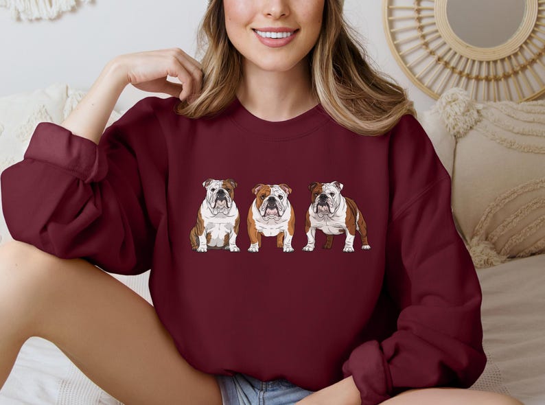 English Bulldog Sweatshirt Size S-5XL, Sweater Pullover Gift, Bulldog Pup Christmas Tee Shirt, Dog Memorial Keepsake, Mothers Day, Holiday image 14