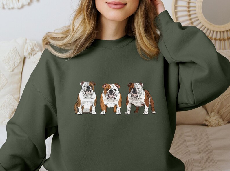English Bulldog Sweatshirt Size S-5XL, Sweater Pullover Gift, Bulldog Pup Christmas Tee Shirt, Dog Memorial Keepsake, Mothers Day, Holiday image 3