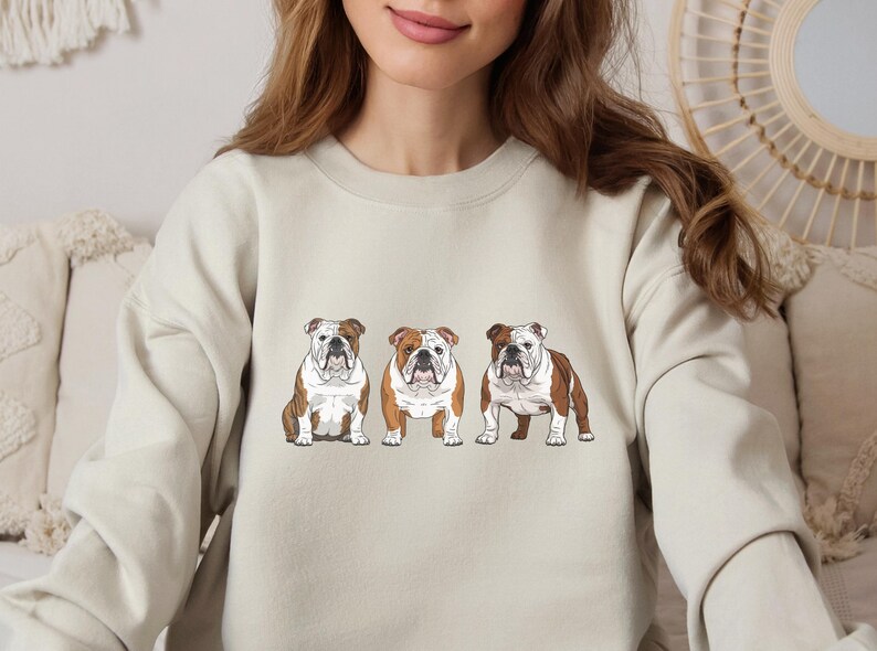 English Bulldog Sweatshirt Size S-5XL, Sweater Pullover Gift, Bulldog Pup Christmas Tee Shirt, Dog Memorial Keepsake, Mothers Day, Holiday image 11