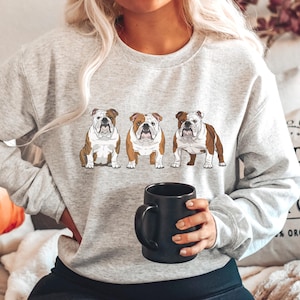 English Bulldog Sweatshirt Size S-5XL, Sweater Pullover Gift, Bulldog Pup Christmas Tee Shirt, Dog Memorial Keepsake, Mothers Day, Holiday image 2