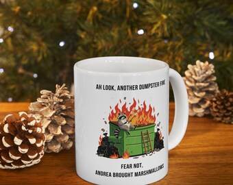 Dumpster Fire Personalized Racoon Mug, Coworker Farewell, Christmas Holiday  Hostess Gift, Accountant Coworker Birthday, CPA Stocking Stuffer