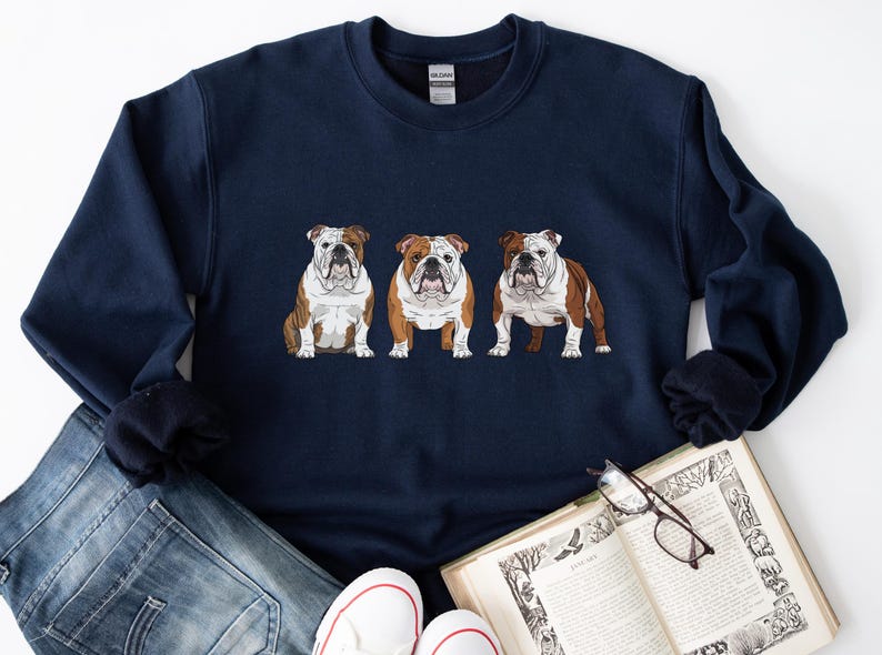 English Bulldog Sweatshirt Size S-5XL, Sweater Pullover Gift, Bulldog Pup Christmas Tee Shirt, Dog Memorial Keepsake, Mothers Day, Holiday image 12