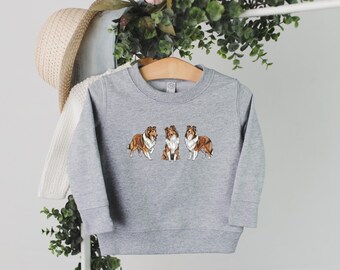 Rough collie peutersweater maat 2T-7T, show collie kindersweater trui cadeau, tri collie kerstshirt puppy's 1e kerstsok