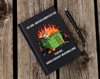 Personalized Dumpster Fire Raccoon Marshmallow Journal Notebook, Coworker Farewell, Boss Birthday Gift, White Elephant, Accountant Christmas