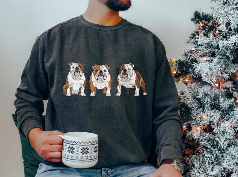 English Bulldog Sweatshirt Size S-5XL, Sweater Pullover Gift, Bulldog Pup Christmas Tee Shirt, Dog Memorial Keepsake, Mothers Day, Holiday image 13