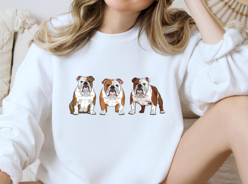 English Bulldog Sweatshirt Size S-5XL, Sweater Pullover Gift, Bulldog Pup Christmas Tee Shirt, Dog Memorial Keepsake, Mothers Day, Holiday image 7