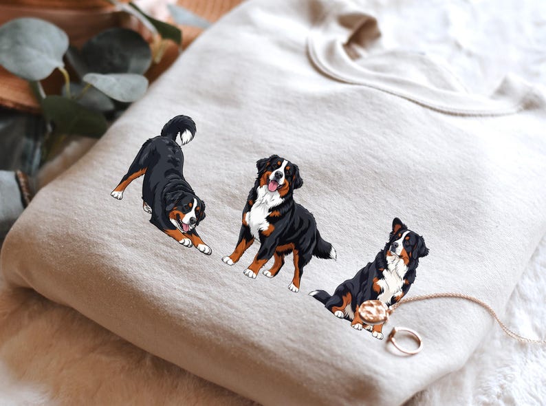 Berner sennenhund tröja storlek S-5XL, Berner sennenhund tröja gåva, husdjursminne, hundutställningspris t-shirt, valpars första jul bild 2