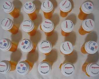 20 Empty Amber Medicine Pill Bottles Storage