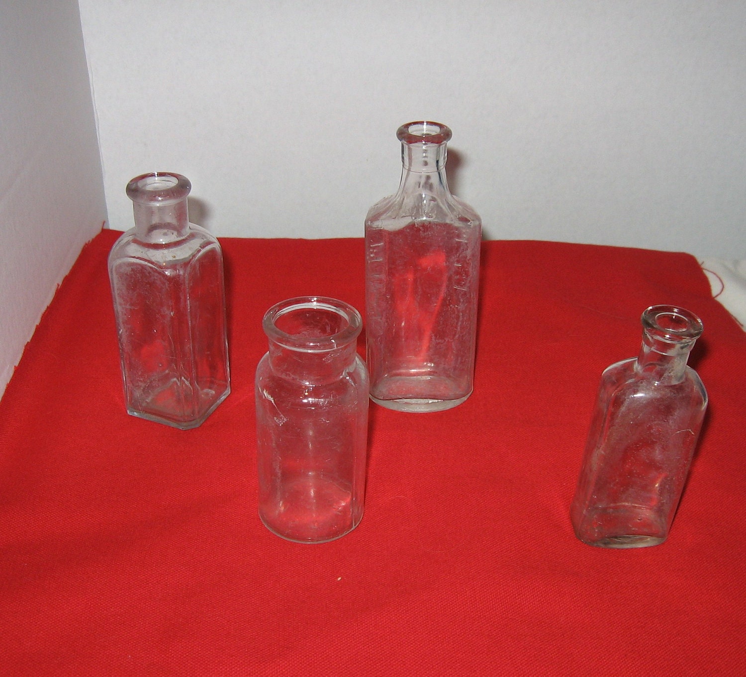 Collection of 4 OLD Small Vintage Glass bottles Etsy