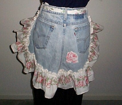 Recycled Jeans APRON Ruffled Edge - Etsy