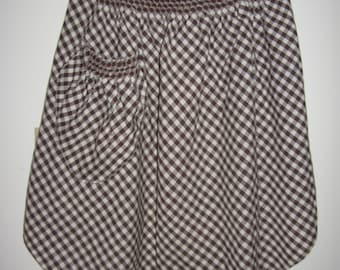 Vintage Smocked Gingham APRON Brown Check