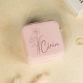 Personalized Bridesmaid Birth Flower Jewelry Box, Name Travel Box, Christmas Gifts, Bridal Bridesmaids Gifts, Bridal Party Gift for Her