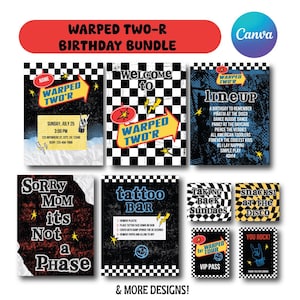 Warped 'Two-r' Birthday Party Decor: Emo Punk Rock Canva Template (Digital Download)