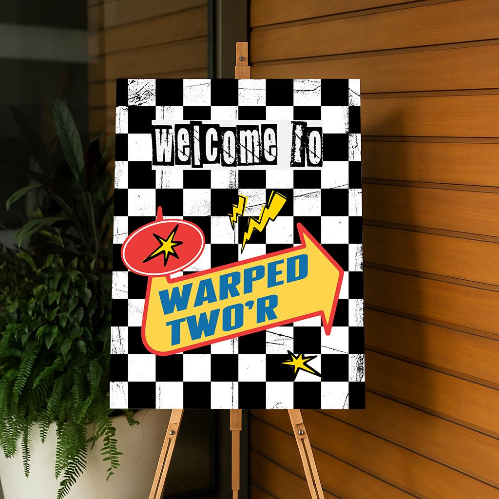 Warped 'two-r' Birthday Party Decor: Emo Punk Rock Canva Template