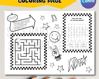 Punk Rock Birthday Coloring Page: Warped Tour Party Activity (Printable Download)