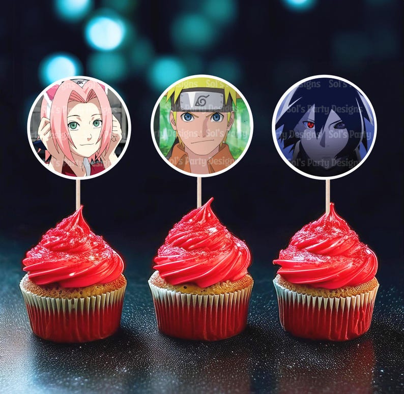 Naruto Cupcake Topper, Party Toppers, Digital Template, Print at Home ...