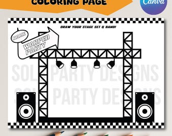 Rock Stage Coloring Page: Warped Tour Birthday Party (Digital Download)