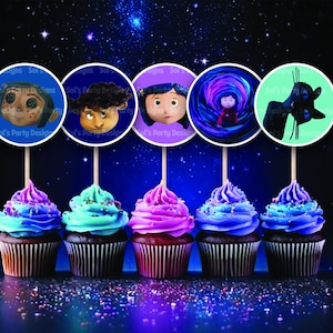 18 Coraline Cupcake Toppers, Digital template, print at home, Coraline Jones, tween teen, birthday party, decor, Party