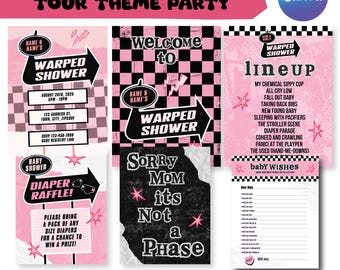 Pink Warped Tour Baby Shower Invitation: Rock Band Theme (Digital Download)