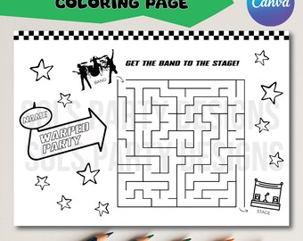 Warped Tour Coloring Page: Punk Rock Birthday Party (Digital Download)